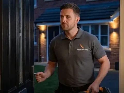 Plumber at front door